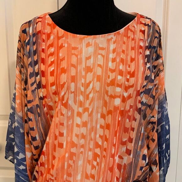 Chico’s Summery Shapes Mesh Split Sleeve Poncho Top Medium - Picture 4 of 13